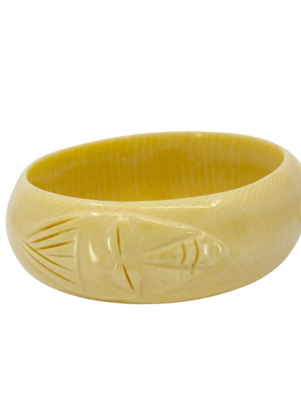 Vintage carved tribal face mask ivory bangle - GM1201